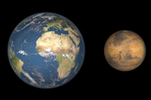 Space Exploration Images Drucke: Mars and Earth compared, artwork