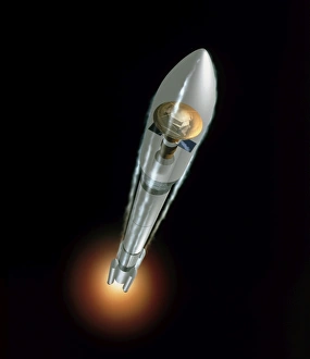 Drucke von Der Marspolarlanderverkehror der Computerillustration des Marspolarlanders während seines Startes Bilder Datiert 2003 Mai: Polarlandlander auf Mars