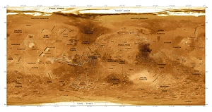 Mars Drucke: Bild der Mars-Topographie mit Satellitenbild