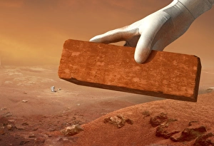 Space Exploration Illustration Drucke: Martian settlement, artwork