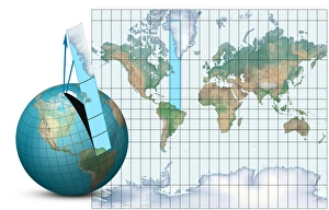 Drucke von Mercator-Kartenprojektion Eine visuelle Reise durch die Zeit: Kartografische Projektion von Mercator