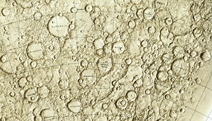 Drucke von Merkurkarte 1977: Teil der kraternbetriebenen Oberfläche Mercurys wie sie in einer von NASA im Jahr 1977 veröffentlichten Karten für das National Geological Survey in den USA gezeigt wird Bilder Datiert 2010 August: Merkurkarte, 1977