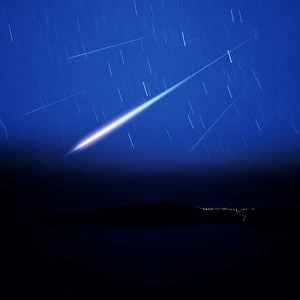 Drucke von Meteorträume und Sternfahnen über Santorin, Griechenland, Kunstwerk Bilder Datiert 2003 November: Wetterfahrpläne