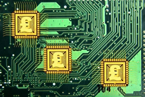 Printed Circuit Board Design Drucke: Microchip sales, conceptual image