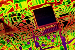 Circuit Board Design Drucke: Microprocessor chip, computer artwork