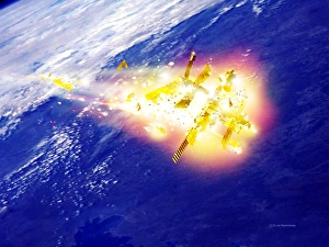 Manned Spaceflight History Drucke: Mir burning up