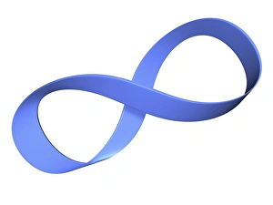 Drucke von Der Computerartikel einer Möbius-Schleife – eine kontinuierliche geschlossene Oberfläche mit nur einem Seitenverhältnis, die aus einem quadratischen Streifen entsteht Bilder Datiert 2012 März: Möbiusband, Computerkunstwerk
