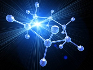 Drucke von Atombstruktur, konzeptuelles Computerkunstwerk. Atom werden als Kugeln und die Bindungen zwischen ihnen als Röhren dargestellt Bilder Datiert 2008 September: Molekularstruktur, konzeptuelles Kunstwerk