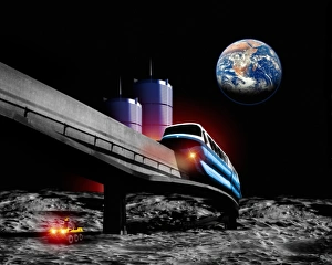 Future Space Travel Drucke: Moon monorail
