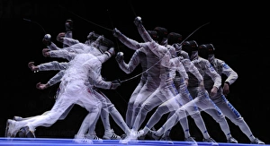 Multiple Exposure Photography Drucke: Multiple exposure of fencers C015 / 6181