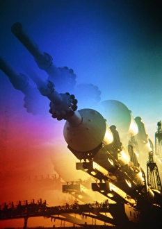 Russian Space Exploration Drucke: Multuple exposure photograph of a Soviet rocket