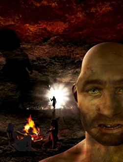 Homo Neanderthalensis Drucke: Neanderthal cave, artwork