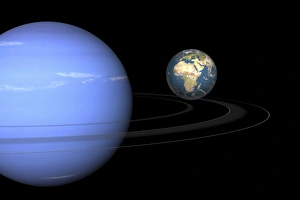 Gas Giant Planets Drucke: Neptune and Earth, artwork
