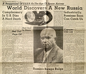 Sputnik Drucke: Artikel in einem US-amerikanischen Zeitung über die russische Weltraumära