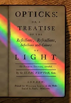 Sir Isaac Newton Drucke: Newton's Opticks mit Farbspektrum