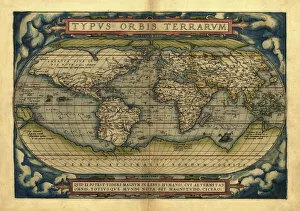 Drucke von Der Weltatlas von Ortelliuss O Drucke: Der Weltplan von Ortellius aus dem Jahr 1570