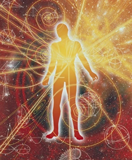 Subatomic Particles Drucke: Particle tracks and human form