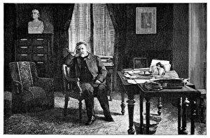 19th Century Scientists Drucke: Pasteur in his study, 19th century