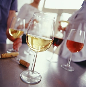 Red And White Wine Glasses Drucke: People drinking wine