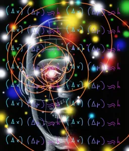 Physik Drucke: Kernspuren, Gleichungen und Kopf
