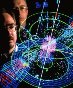 Physik Drucke: Physische Physiker betrachten eine Teilchencollisions