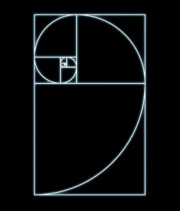 Drucke von Die Fibonnacispirale ist ein Computerbild einer Spirale innerhalb von Quadraten, deren Seitenlängen um einen Faktor von 0.168 verringert werden Wissenschaftliche Poster: Fibonakkis Spiral, Kunstwerk