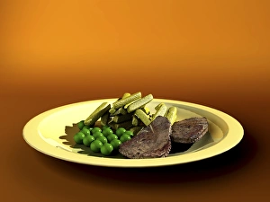 Protein Rich Foods Drucke: Plate of food, computer artwork