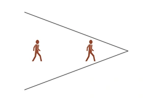 Drucke von Ponzos Illusion. Die Figur eines Mannes links der Abbildung erscheint kürzer als die rechte Bilder Datiert 2004 August: Ponzos Illusion