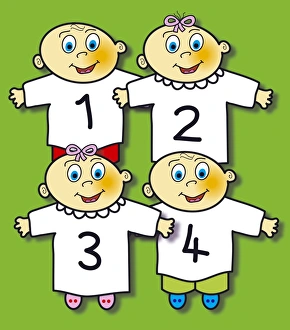 Drucke von Vierfacheinheiten, Computerkunstwerk Bilder Datiert 2005 Januar: Quadruplets