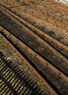 Railway Track Infrastructure Drucke: Railway tracks at a junctions