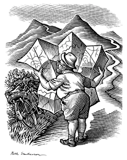 Vintage Navigation Drucke: Reading a map, artwork