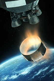 Space Shuttle Drucke: Die Trennung der Saturn-V-Zwischenräume im Kunstwerk