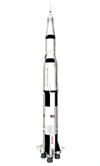 American Space Exploration Drucke: Saturn V rocket, computer artwork