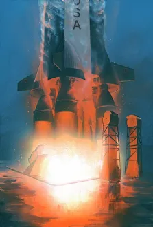 Bilder Datiert 2014: Start des Saturn-V-Raketenstarts, Kunstwerk
