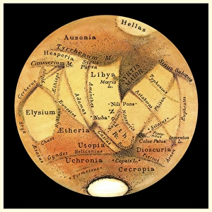 Drucke von Schiaparellis Beobachtungen des Mars. Diese Zeichnung wurde von dem italienischen Astronomen Giovanni Schiaparelli (1835-1910) erstellt Bilder Datiert 2010 Mai: Schiapparells Beobachtungen von Mars