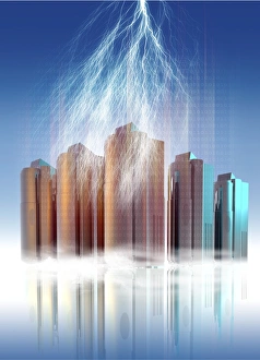 Data Protection Concept Drucke: Servers under attack, conceptual artwork
