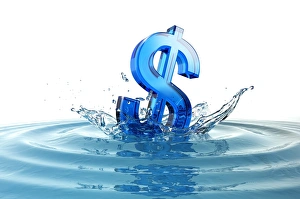 Financial Crisis Illustration Drucke: Sinking currency, conceptual artwork