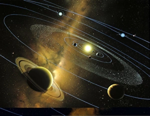 Planeten Drucke: SonnenSystem umkreist Kunstwerk C013 / 8987