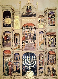 Illuminated Manuscript Miniatures Drucke: Solomons Temple, 1430 artwork