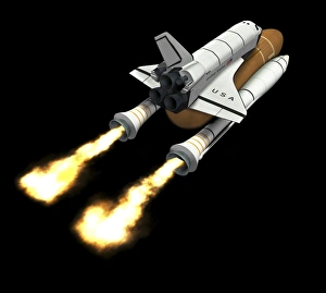 Space Shuttle Launch Drucke: Space shuttle launch, computer artwork