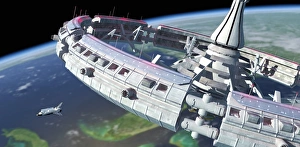 Space Shuttle Drucke: Rumorenzeile um die Erde im Weltraum