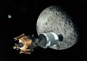 Apollopunktschiff auf der Mondkarte Kunstwerk