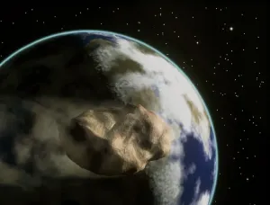 Weltraum Drucke: Bild eines Asteroiden auf Kollisionskurs mit der Erde
