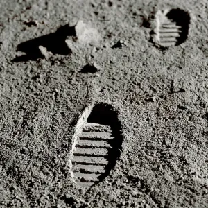 Astronauten Fußabdrücke auf dem Mond