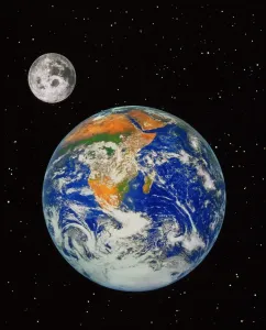 Weltraum Drucke: Erde und Mond
