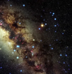 Drucke von Der Skorpionkonstellation. Dies ist ein großes zodiakales Konstellationsbild im südlichen Halbkreis, das in Sommer sichtbar ist. Der Sonne durchquert es Ende November Erforschung Des Weltraums Drucke: Skorpionkonstellation