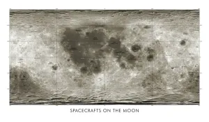Apollo 11 Drucke: Raumschiffe auf dem Mond, Mondkarte