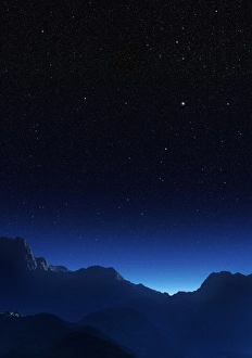 Night Sky Landscape Drucke: Spiral galaxy, computer artwork