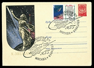 Sputnik Drucke: Sputnik 3, sowjetischer Postkarten
