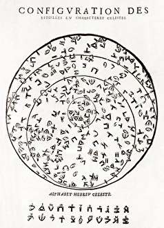 Ancient Astronomy Illustrations Drucke: Star map using Hebrew characters
